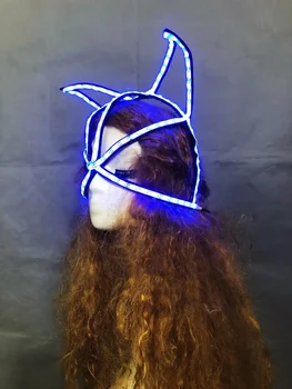 прическа cat lumious секси Led light show dance stage Дамски парти в нощен клуб future space шапка шапка шапка маска