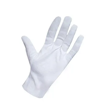 1 Чифт бели памучни ръкавици, антистатични защитни ръкавици, дишащи, работни ръкавици за разглеждане на монети, бижута, на водача-Размери: S, M, L, XL