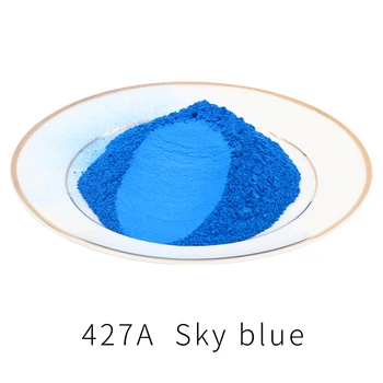 Минерален Пигмент Слюдяной на Прах за Боядисване на Сапун Автомобилни Художествени Занаяти 427A 50g Синьо небе Перлен Прах, Акрилна Боя