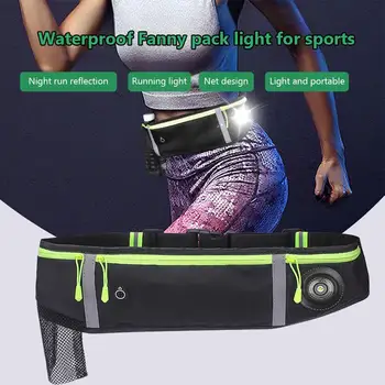 Водоустойчив колан за джогинг, поясная чанта с подсветка, поясная чанта за маратон, спортно поясная чанта за фитнес за мъже и жени
