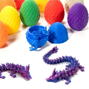 3D Печат Яйце на Дракон, Напълно Сочлененный Кристална Дракон, Декомпрессионная Играчка за Десктоп Мениджъра, Играчка с Аутизъм и ADHD за Възрастни