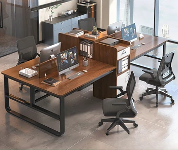 Офис бюро с ключалка, компютърна маса, изчистен работен плот и с чекмеджета, комбинация писмено плот, масата и стола за персонала