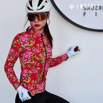 Велосипедна облекло Mcycle Northeast Flower Design, руното топло спортно облекло, колоездене, блузи, мъжки майк за колоезденето с дълъг ръкав