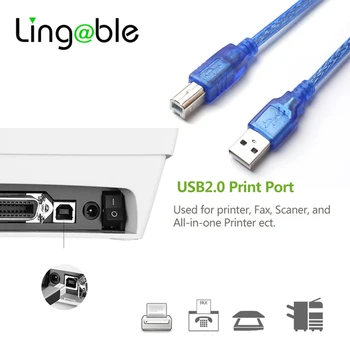 Сменяем кабел USB 2.0 AM-BM за печат 1,5 м Меден цвят Прозрачен син на Едро USB кабел за принтер скенер