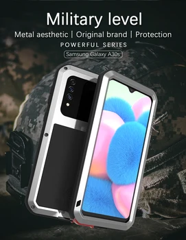 За Samsung Galaxy A30S, калъф Love Мей, мощен калъф за Samsung A30S, водоустойчив, устойчив на удари алуминиев метална блиндирана калъф за вашия телефон