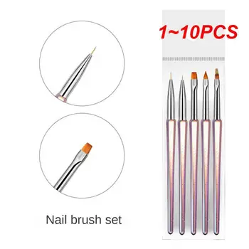 1 ~ 10ШТ Pull Pen Spotting Сънят на Бистра пискюл за нокти в 5 опаковки, с висококачествена Цветна дръжка, за многократна употреба инструменти за градиентных нокти