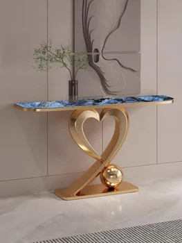 Лесен луксозен масата от каменни плочи, модерен проста маса, антре от неръждаема стомана, маса за антре в хола