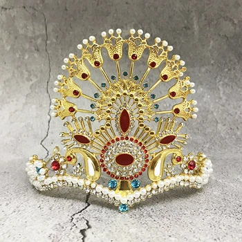 Ретро цветя модел, Сватбена Перлена Корона, Вградени кристали, Превръзка на главата, Луксозни Дамски Сватба парти, Декорация във формата на кристал Crown, Перлени косата