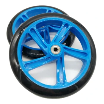 Комплект от 2 части Колела скутери 200 мм материал PU, Дебелина на колелото 30 мм, Лагерите ABEC-7, аксесоари за скутери, синьо