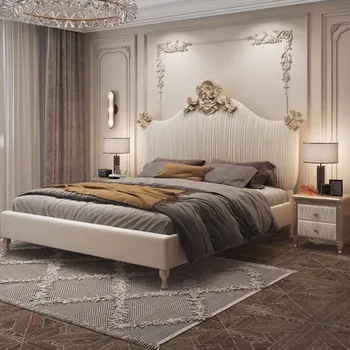Royal европейската двойно легло, Дизайнерски Бели Рафтове, в пълен размер на платформата, за да се трупа двойно легло, богат на функции мебели за дома Camas De Casal