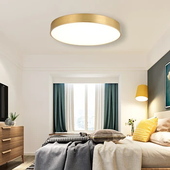 Модерен, ултра-тънък led тавана лампа златист цвят, лампа за дневна, лампа за кабинет в спалнята, повърхностен монтаж