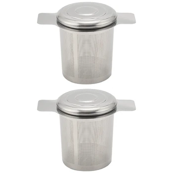 2 Опаковки рассыпных чаени филтри на листа, филтри за чай кошници от неръждаема стомана, цедка за приготвяне на чай, по-готино за захващане към чайникам