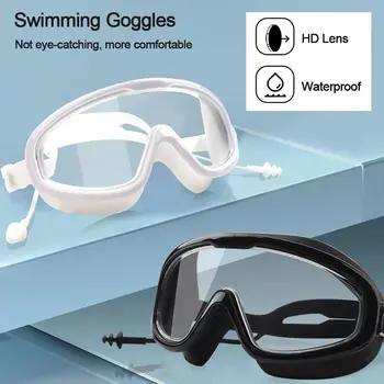 Очила за плуване на открито, устойчив на мъгла, с широк преглед, очила за гмуркане с затычками за уши за възрастни и младежи
