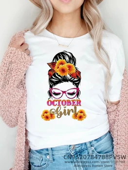 Октомври Септември Юли Пеперуда Sunflowr Женска Тениска с принтом За момичета Y2K Тениски Върховете на 90-те Sweetshirts Дамски Дрехи Harajuku