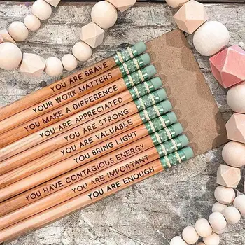 Вдъхновяващи цветни моливи Вдъхновяващи Моливи Повишаване на Успеха с помощта на Забавни Персонализирани Моливи за студенти 10шт Вдъхновяващите
