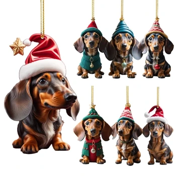 Забавно куче, украшения за елхи, Коледни чорапи, подвесная окачване, украса за таксите за празнична украса, директна доставка