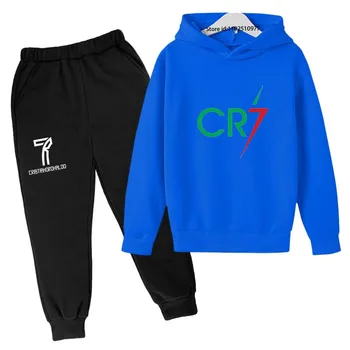 2023 Нов Детски Есенно-Пролетния комплект ежедневни и спортни облекла Football Idol CR7 За момчета и момичета, комплект от блузи и панталони от две части
