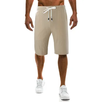 MRMT 2023 Съвсем нови мъжки къси панталони за мъжка мода от памук и лен, чист цвят, къси панталони за почивка, loincloth