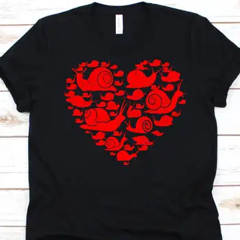 Тениска с изображение на охлюви във формата на сърце, на Земята коремноногите миди, сладък улитковый дизайн, плужек за влюбени За Свети Валентин