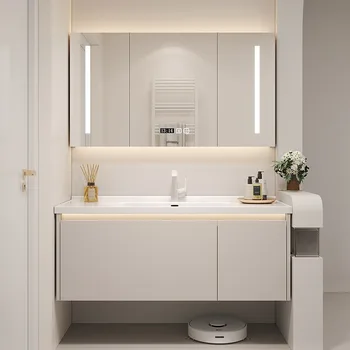 Дървена тоалетка и Огледало в банята Проста Мивка Луксозен Шкаф Рафтове в банята Етаж Badkamer Kast Мебели за дома DQ