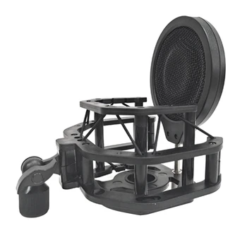 Професионален ударен притежателя микрофон с филтрираща мрежа, 1 бр., Черна пластмаса + метал за конденсаторного микрофон