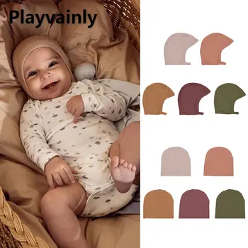 Нова универсална шапка за всички сезони за малки момичета и момчета, шапка в райе, памучни бебешки шапки/Топла шапка, аксесоари за новородени E2854