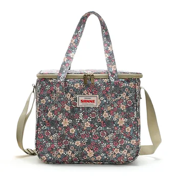 Водоустойчива чанта за обяд серия SANNE 10L Floral с топлоизолация, преносим чанта-хладилник, Термосумка за пикник за цялото семейство