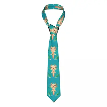 Мъжка вратовръзка Класически Тесни Сладък Аксолотли с рибки, Вратовръзки с тясна яка, Ежедневни аксесоари за равенство в подарък