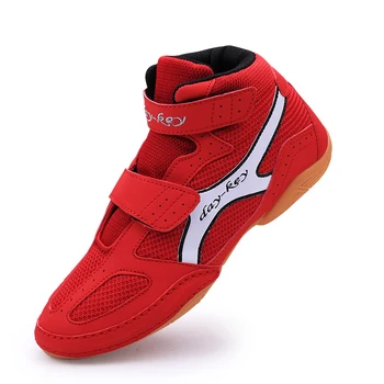 Професионална детска обувки за тренировки по борба, детски обувки, светът бокс, бебешко синьо-червената спортни обувки за борба, светът бокс обувки