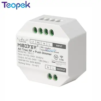 Miboxer TRI-C1 Гласово Управление Одноцветный Контролер-push дим стенен WiFi RF Симисторный Регулатори за Променлив Ток На Лампи с нажежаема Жичка с Халогенна Лампа