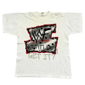Реколта 2000 на WWF Attitude Get It Catrol Бял XL тениска на WWF Борба SOGO