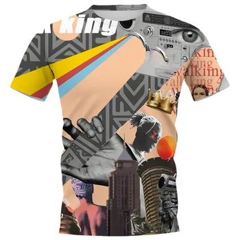 HX Модерен мъжки тениски, арт-плакат, тениски в стил хип-хоп, тениски с 3D-графика, Летни дрехи унисекс с къс ръкав, Директна доставка