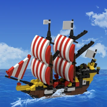 MOC NEW Pirate Imperial Caribbean Ship Building Block Модел Мини-пиратски кораб Black Pearl, на играчка от градивните елементи на Средновековен Пиратски кораб