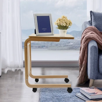 С-образен диван, приставной маса, ъглов дървена масичка за кафе, маса за лаптоп в хола