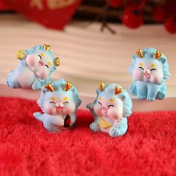 Китайски Дракон Коледна микрофигурка Декорация на дома, Китайски Коледни украси за работния плот е от смола, Сладка фигурка на Зодиака Подаръци за деца