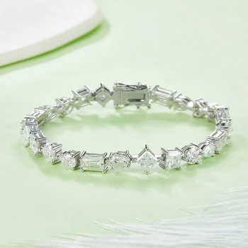 Обичай диаманти на всяка форма на 0,5 карата бижута от бяло злато с покритие 925 сребро vvs верига луксозен тенис гривна от муассанита женски