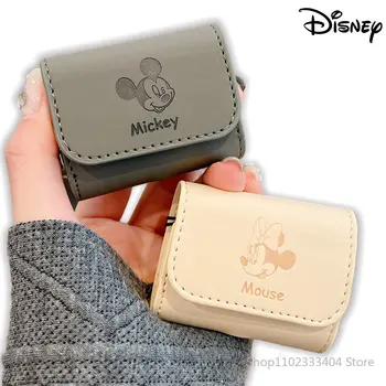 Кожен калъф за слушалки Disney Mickey Minnie за AirPods 3 2 1 AirPods Pro, мультяшные сладки слушалки, защитен калъф с каишка