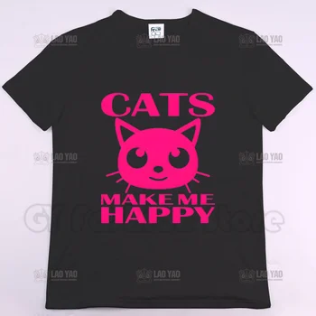Тениски с анимационни модел CATS Make Me Happy, Хит на продажбите, лятна тениска с принтом, Градинска унисекс облекло, Ежедневни облекла за мъже и жени 