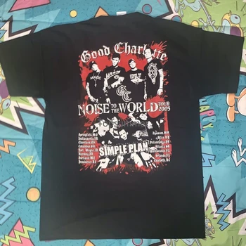 2005 Живо тениска Good Charlotte Simple Plan Band, голяма, пънк-рок-емо, двустранен
