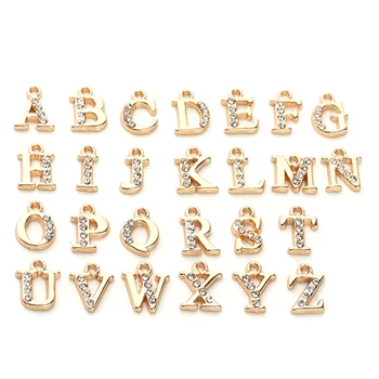 26шт. Окачване с букви от цирконий Az за производство на бижута, медальони с букви от английската азбука, ръчно изработени Бижута, гривни