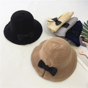 Дамска лятна шапка от слънцето за момичета, шапка с лък, козирка, защита от ултравиолетови лъчи, сгъва шапка рибар, панама