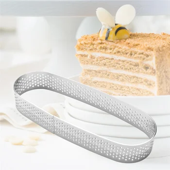 10 x овалния пръстен за торта, перфорированного пръстени за печене, Сладкарски пръстен, Пръстени за форма за пай от неръждаема стомана, Пръстени за печене на пай