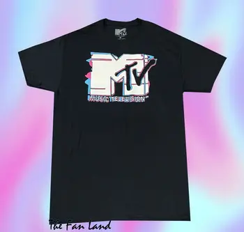 Нова Мъжки Реколта Класическа тениска С Розово и Синьо с логото на MTV