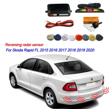 Система за паркиране на радар на задна скорост, за Skoda Rapid FL 2015-2020 Led дисплей съвет на звука на безопасно разстояние