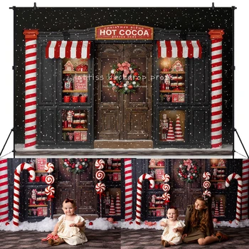 Коледни Профила за магазин на горещо какао, Детска снимка на Дете, Възрастен Зимна Коледна фотосет Снежинка Уличния фон