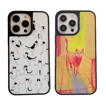 Калъф за мобилен телефон с котка в различни стилове за iPhone 15 13 12 14 Pro Max Сладко Ballet Kitten Shell 15 Pro Противоударные седалките Sunset Glow отзад