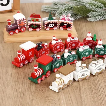 2024 Коледен Дървен Влак Забавни Коледни Декорации за Дома Коледно Дърво Украшение Детски Подарък за Нова Година за Децата Детски Подаръци