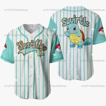 Бейзболна майк Pokemon Squirtle, мъжки и дамски спортна риза с къс ръкав, бейзболна майк Pikachu PKM, модни риза