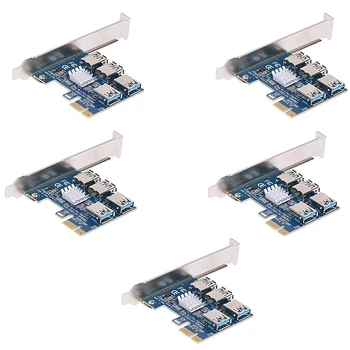 5 Броя Pcie 1 Naar 4 PCI Express 16X Странично Card PCI-E 1X Naar обратно външни въоръжение 4) (Изм адаптер за слотове Pci-E