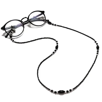 Модерен ретро черна каишка за маска, верижка за очила, Акрилна Кръгла верижка за очила от мъниста За жени, каишка за слънчеви очила, държач за кабел